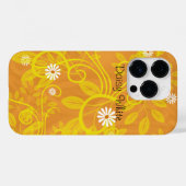 Retro Daisy en gele Filigree over Sinaasappel Case-Mate iPhone Case (Achterkant (horizontaal))