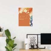 Retro  Daisy Favors Rainbow Daisy Poster (Thuiskantoor)