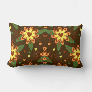 Retro daisy Floral Heart Pattern, Vintage Brown O Kussen