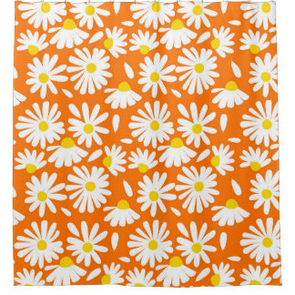 Retro daisy floral: oranje vintage. douchegordijn