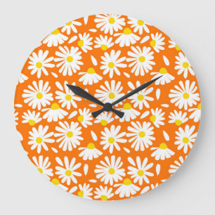 Retro daisy floral: oranje vintage. grote klok