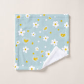 Retro Daisy Floral Pattern Yellow and Blue (Gant de toilette)