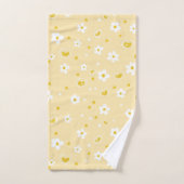 Retro Daisy Floral Pattern Yellow and Purple  (Serviette à main)