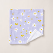 Retro Daisy Floral Pattern Yellow and Purple  (Gant de toilette)