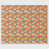 Retro Daisy Floral Wrapping Paper Cadeaupapier (Vlak)