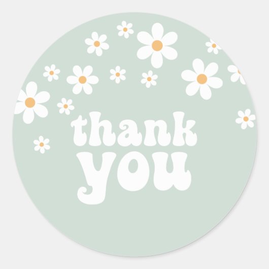 Retro Daisy florale verjaardag Ronde Sticker (Voorkant)