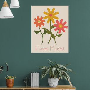 Retro Daisy Flower Market Poster