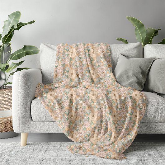 Retro Daisy Flower Pattern  Boho Bloemen Fleece Deken