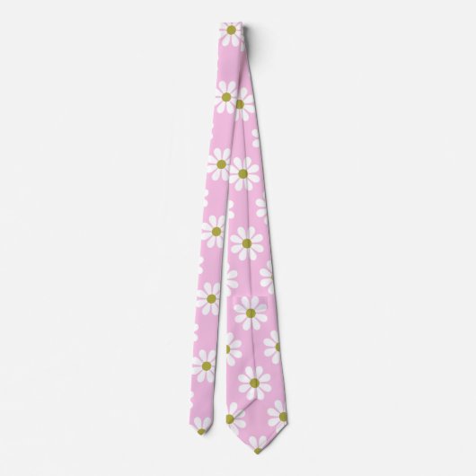 Retro Daisy Flower Pattern in roze Stropdas (Achterkant)
