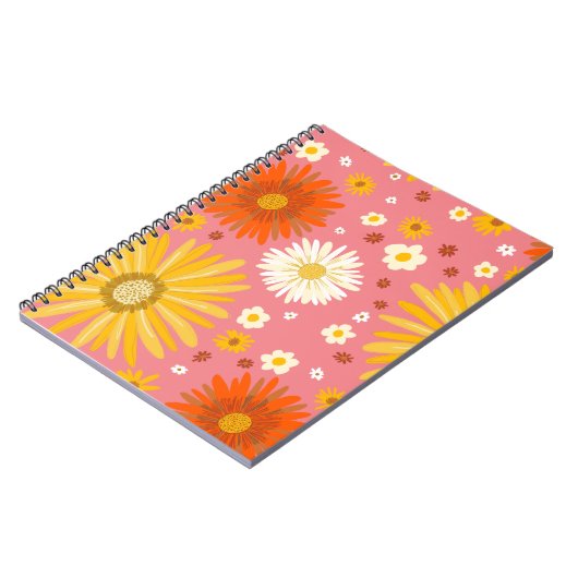 Retro Daisy Flower Pattern Notitieboek (Linkerzijde)
