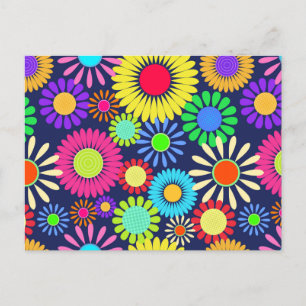 Retro Daisy Flower Sixties Surface Pattern Briefkaart