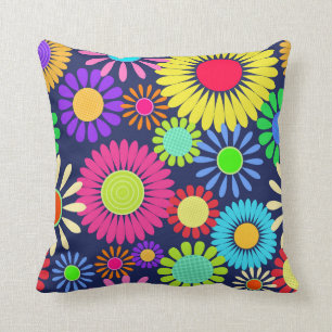 Retro Daisy Flower Sixties Surface Pattern Kussen