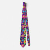 Retro Daisy Flower Sixties Surface Pattern Stropdas (Voorkant)