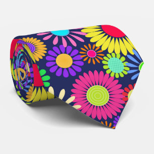 Retro Daisy Flower Sixties Surface Pattern Stropdas