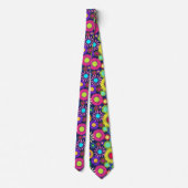 Retro Daisy Flower Sixties Surface Pattern Stropdas (Achterkant)