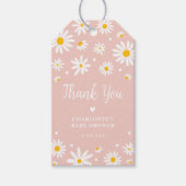 Retro Daisy Flowers Blush Roze Baby shower Cadeaulabel (Voorkant)