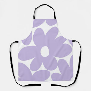 Retro Daisy Flowers in Lavender #1 #floral #art Schort