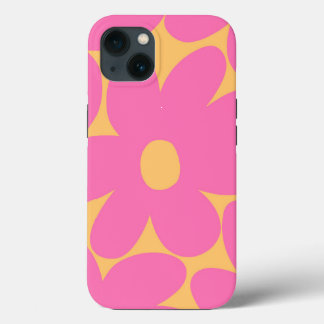 Retro Daisy Flowers in Roze Bleke Marigold #1 #art iPhone 13 Hoesje