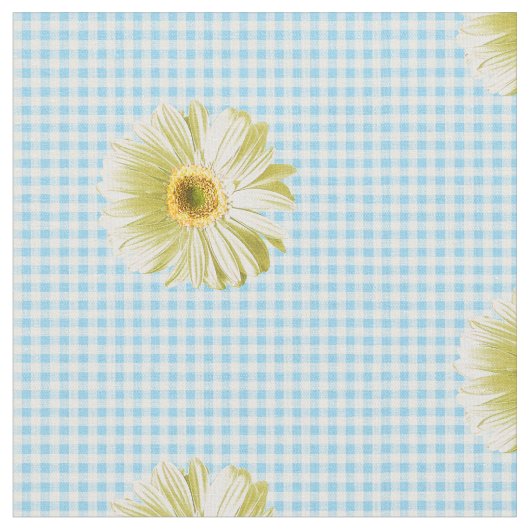 Retro Daisy Gingham Pattern Stof (Close Up)