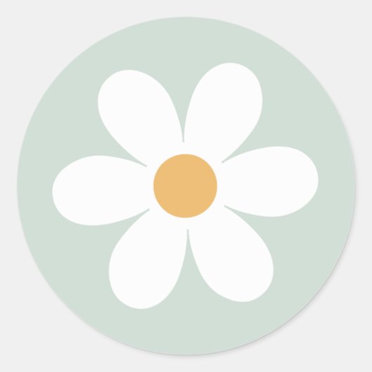 Retro daisy green boho paper borden ronde sticker (Voorkant)