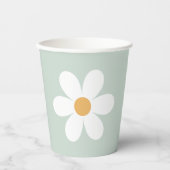 Retro daisy green boho papieren bekers (Voorkant)