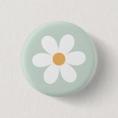 Retro daisy green boho ronde button 3,2 cm (Voorkant)