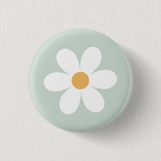 Retro daisy green boho ronde button 3,2 cm