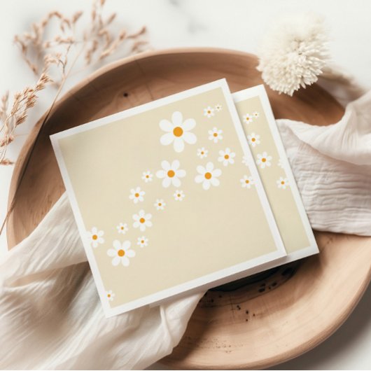 Retro Daisy Groovy bruiloftsshower servetten