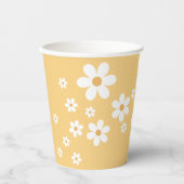 Retro Daisy Groovy yellow Paper Cups Papieren Bekers (Voorkant)