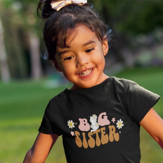 Retro Daisy Grote Zus Kitten Kinder Shirts