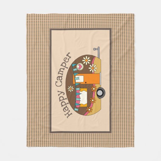 Retro Daisy Happy Camper Fleece Deken (Voorkant)