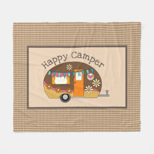 Retro Daisy Happy Camper Fleece Deken