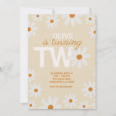 Retro Daisy Invitations de fête d'anniversaire (Devant)