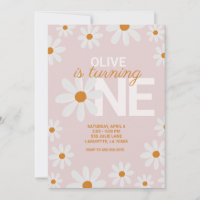 Retro Daisy Invitations de fête d'anniversaire