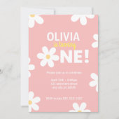 Retro Daisy Invitations de fête d'anniversaire (Devant)