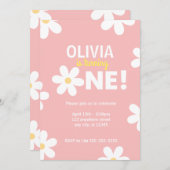 Retro Daisy Invitations de fête d'anniversaire (Devant / Derrière)