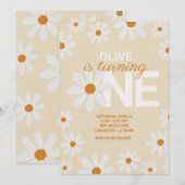 Retro Daisy Invitations de fête d'anniversaire (Devant / Derrière)