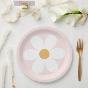 Retro daisy light roze boho paper borden papieren bordje