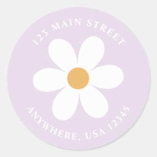 Retro daisy lila boho return address label
