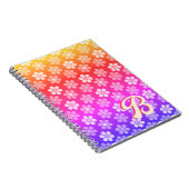 Retro Daisy Monogram Regenboog Notitieboek (Rechterzijde)