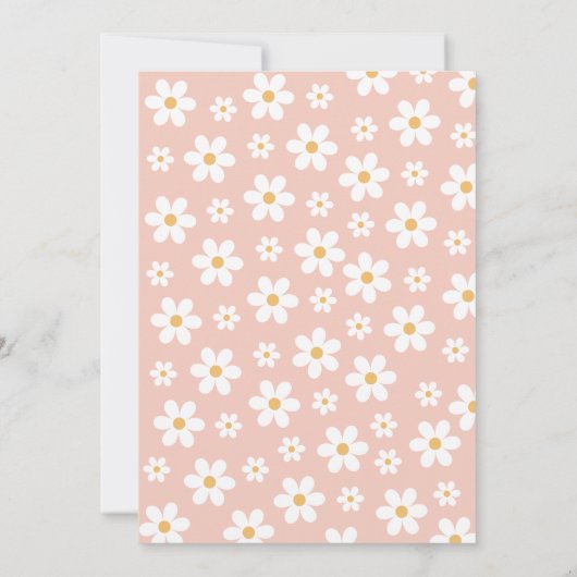 Retro Daisy One Floral 1e verjaardag Uitnodiging (Achterkant)