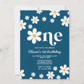 Retro Daisy One Floral 1er anniversaire Invitation (Devant)