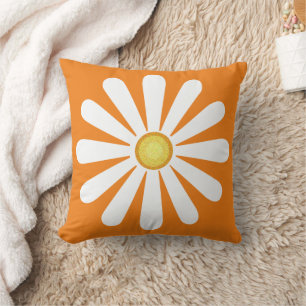 Retro daisy oranje kussen