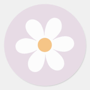 Retro Daisy paars Ronde Sticker