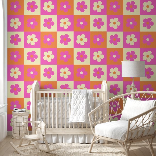 Retro Daisy Patroon Kleurrijke BOHO Chic Bloemen Behang (Kinderen)