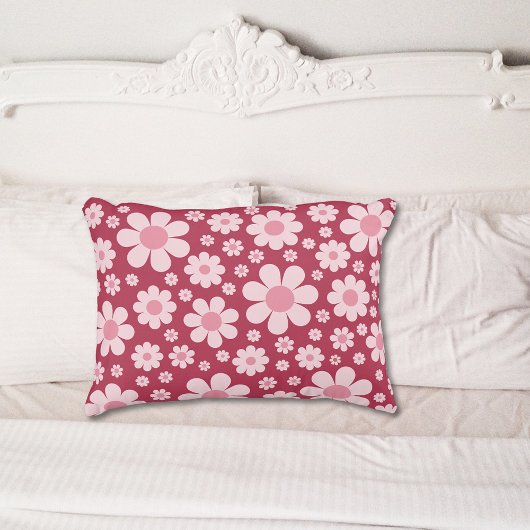 Retro Daisy Pattern Roze Kussensloop