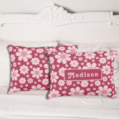 Retro Daisy Pattern Roze Kussensloop