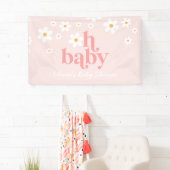 Retro Daisy Pink boho Baby shower Banner (Insitu)