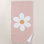 Retro Daisy Pink boho Strandlaken (Voorkant)