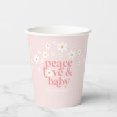 Retro Daisy Pink Peace Love Baby shower Papieren Bekers (Voorkant)